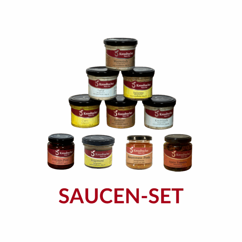 Fondue-Set: Saucen, Feigen-Senf & Baumnuss-Pesto